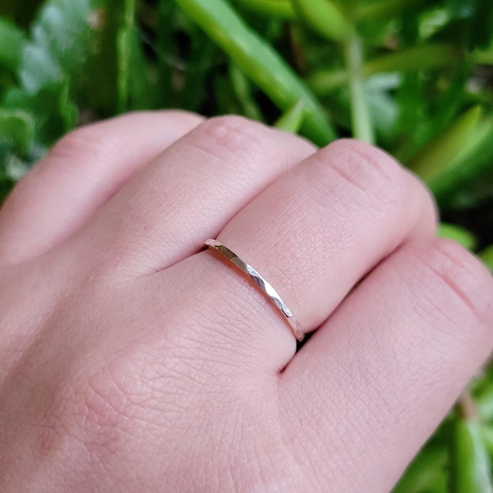 New Solid 925 Sterling Silver Hammered Ring - image 1